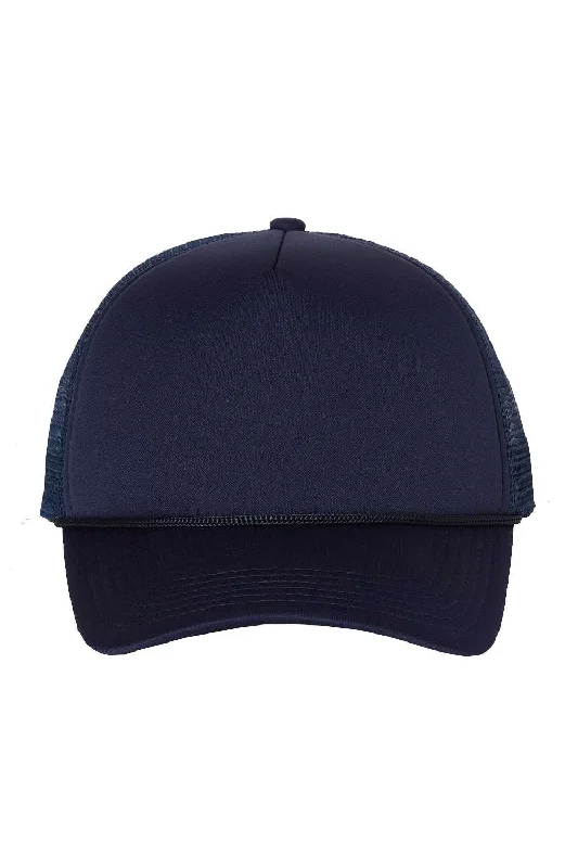 mens hats for grouper fishing-Valucap Mens Foam Mesh Back Snapback Trucker Hat - Navy Blue