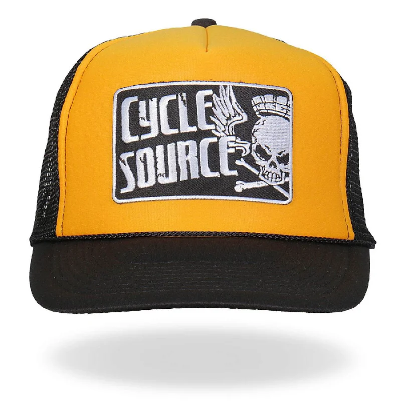 Beanies for cold trips-Hot Leathers CYA1005 Official Cycle Source Magazine Logo Gold and Black Snapback Trucker Hat