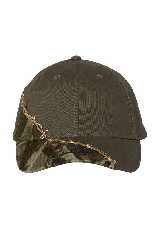 mens hats with short brim-Kati Mens Camo w/ Barbed Wire Adjustable Hat - Hardwood Green/Olive