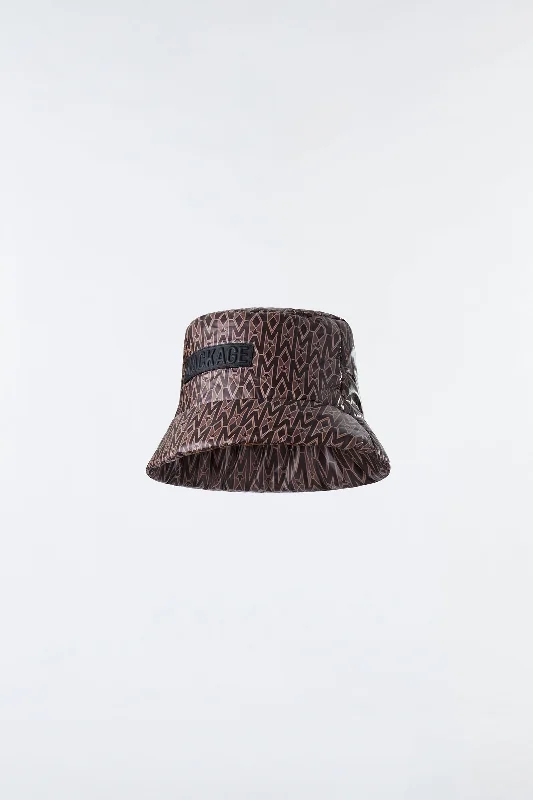 Bucket hats for artists-MADDY Light down monogram logo bucket hat Coffee