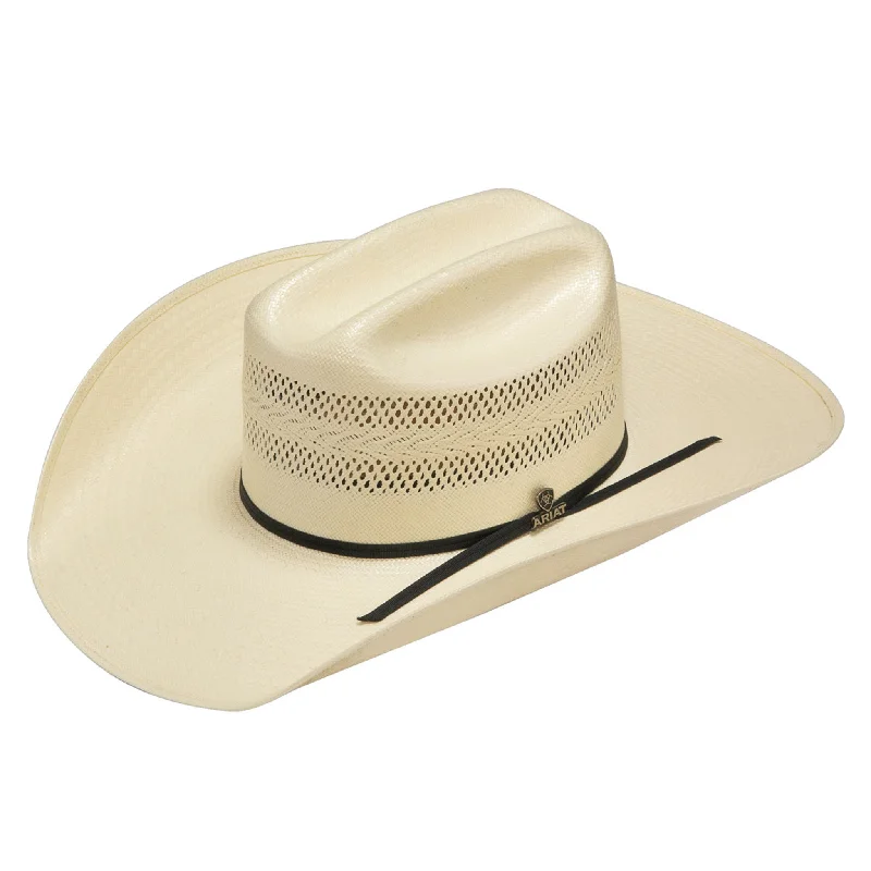 Silk headbands for sleeping-Ariat Natural Straw Vented Crown Hat