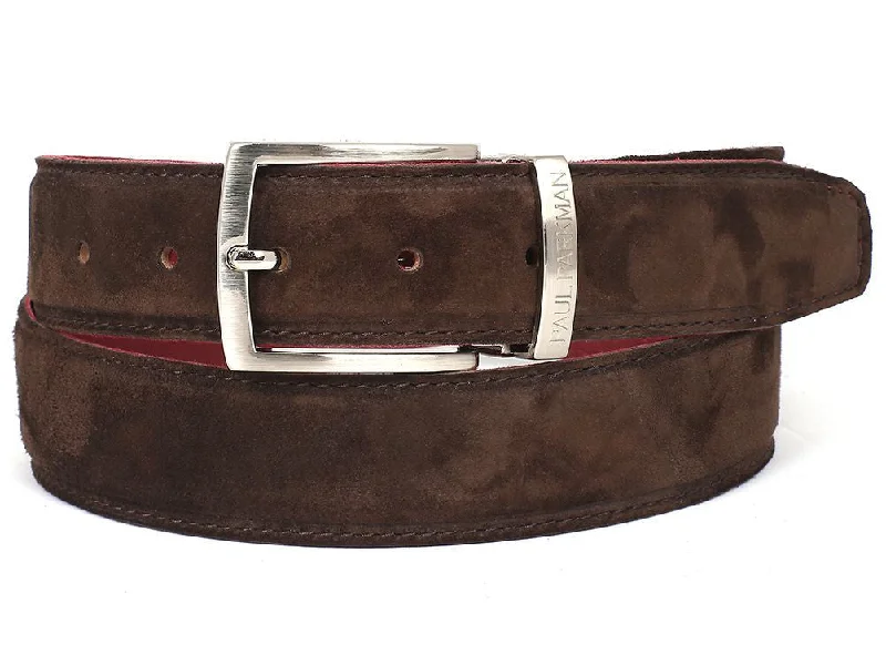 mens hats in snakeskin-Pau Parkman Men's Suede Belt in Brown