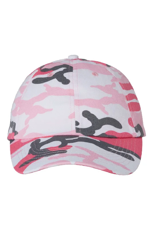 mens hats in jacquard-Valucap Mens Adult Bio-Washed Classic Adjustable Dad Hat - Pink Camo