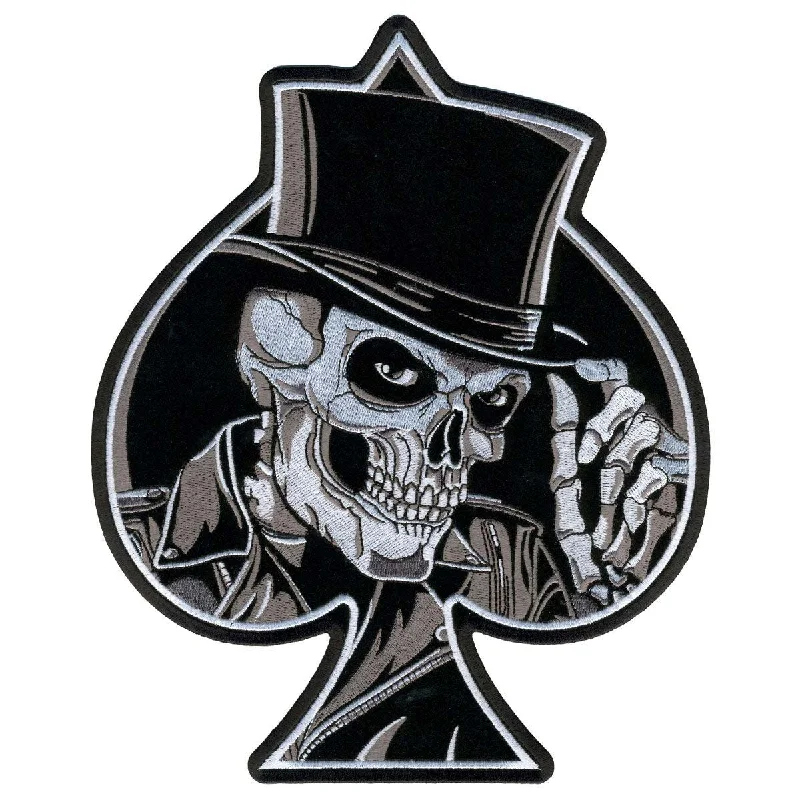 Beanies for rainy vibes-Hot Leathers Top Hat Skull 8" x 10" Patch PPA6057