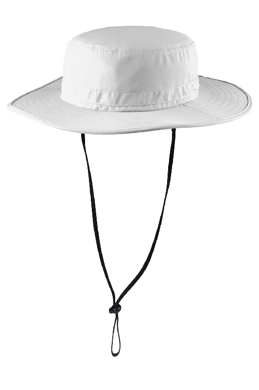 mens hats for street fairs-Port Authority Mens Moisture Wicking Wide Brim Hat - White