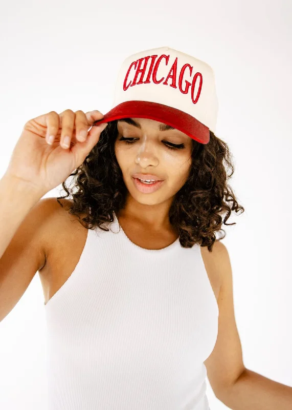 Baseball caps metal band-Chicago Puff Baseball Cap - Red