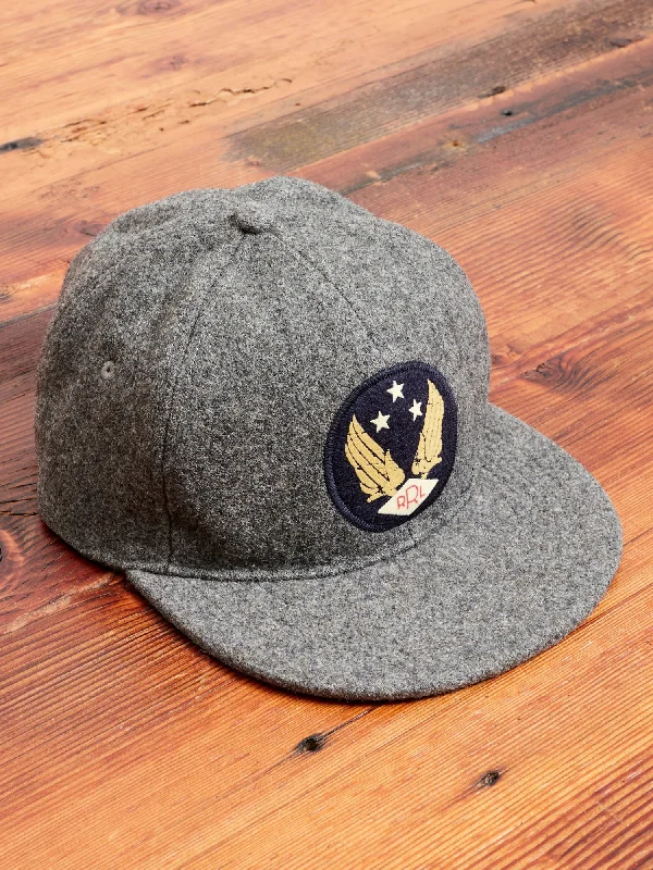 Wool Hats for windy trails-Wool Logo Baseball Cap in Heather Grey