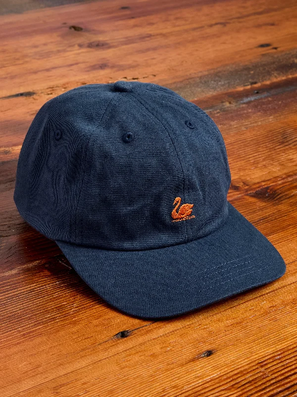 Beanies for rainy days-Swan Logo Gabardine Cap in Night Blue