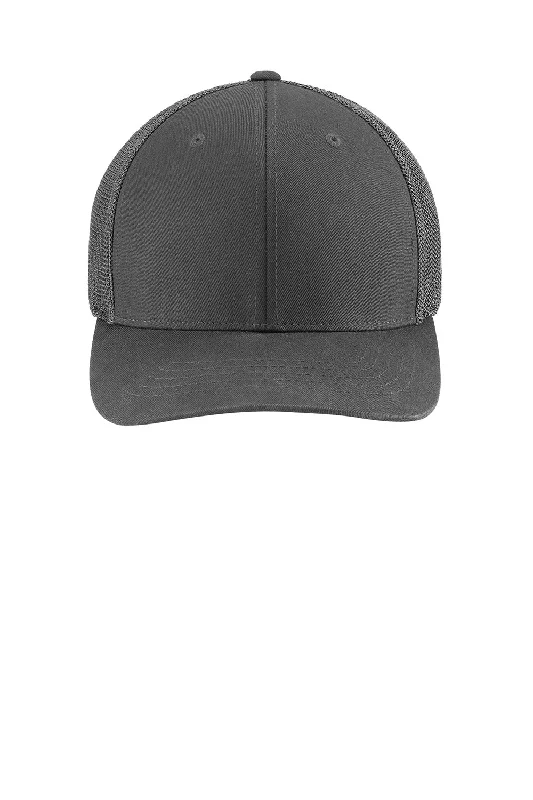 mens hats with shallow crown-Carhartt Mens Flexfit Mesh Back Hat - Shadow Grey - New