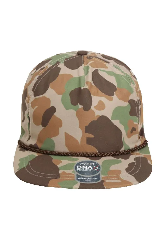 mens hats in amethyst-Imperial Mens The Aloha Rope Moisture Wicking Adjustable Hat - Frog Skin Camo/Brown