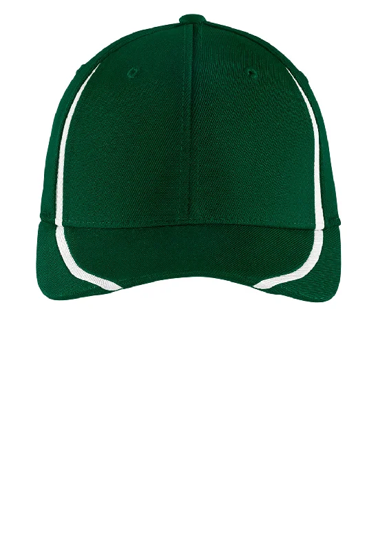 mens hats in guanaco-Sport-Tek Mens Moisture Wicking Stretch Fit Hat - Forest Green/White