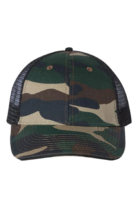 mens hats for winter-Valucap Mens Sandwich Bill Adjustable Trucker Hat - Green Camo/Black