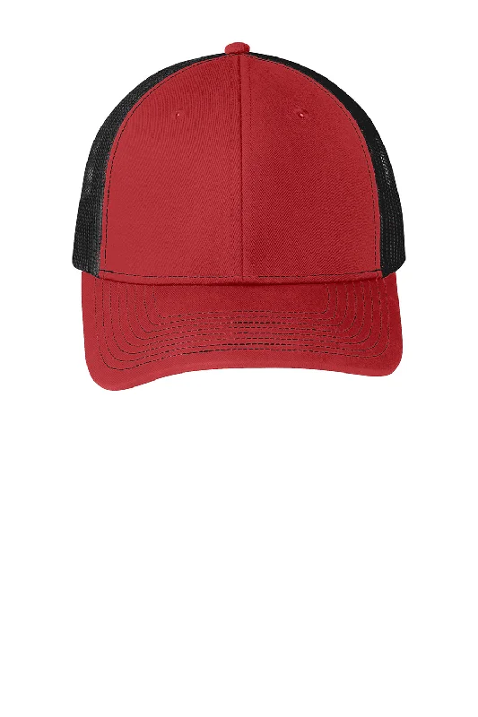 mens hats with hip colors-Port Authority Mens Adjustable Trucker Hat - Flame Red/Black