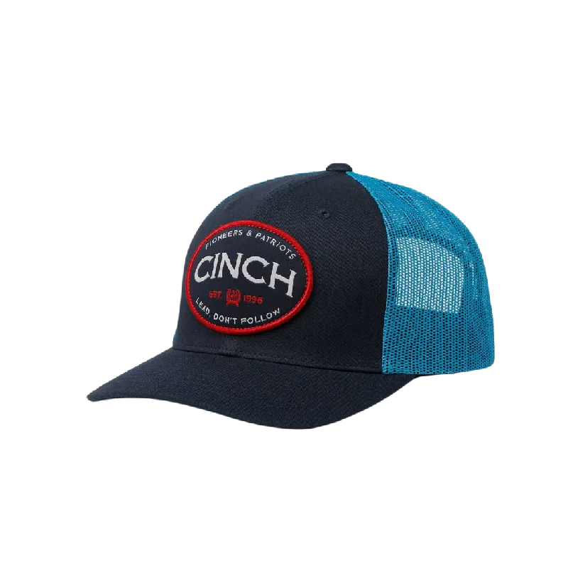 mens hats with solid colors-Cinch Men's Pioneers & Patriots Trucker Navy Hat