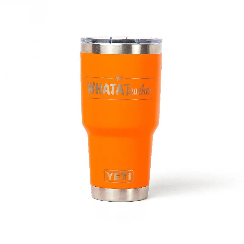 Floral headbands for teens-WhataTeacher 30 oz Orange YETI Rambler® Tumbler