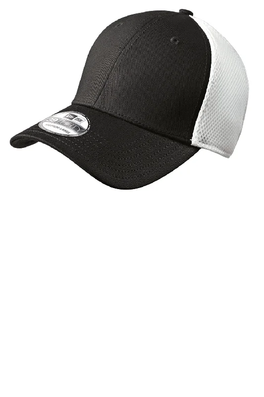 mens hats with crisp patterns-New Era Mens Stretch Fit Hat - Black/White