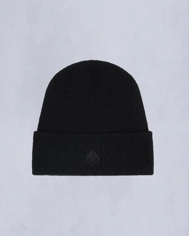 Wool Hats with grid stitches-Helicon Wool Beanie Black