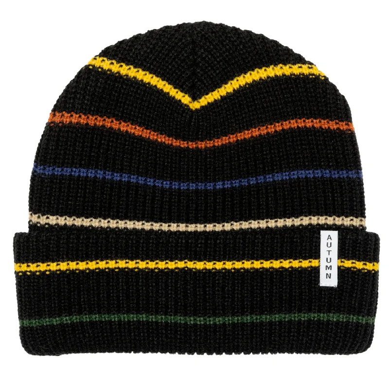 Beanies with tribal designs-Autumn Multi Stripe Youth Beanie 2024