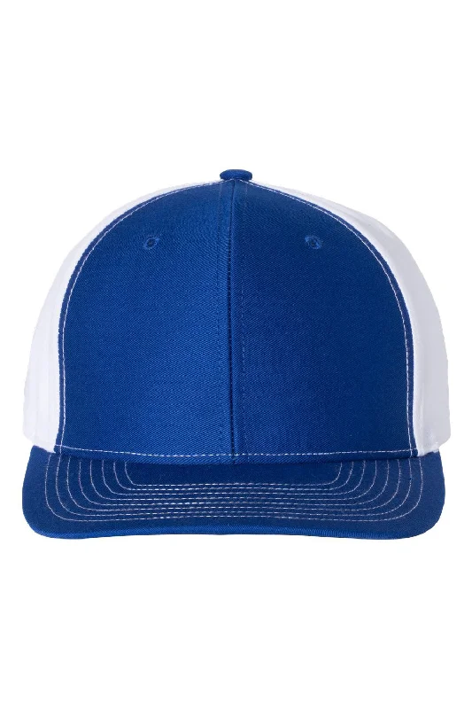 mens hats for pub crawls-Richardson Mens Twill Back Snapback Trucker Hat - Royal Blue/White