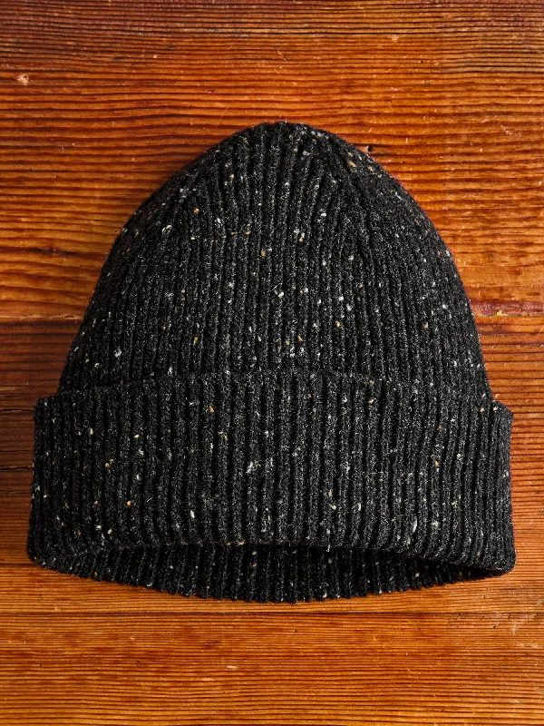 Wool Hats with light linings-"Out of the Blue" Wool Beanie in Blackout