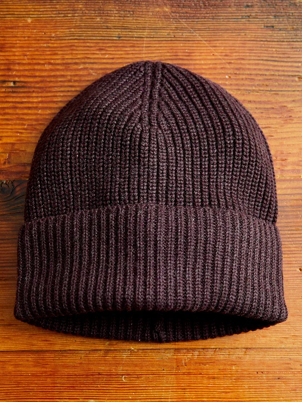 Sparkly headbands for winter-Cotton Watch Cap in Burgundy