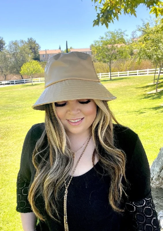 Bucket hats for urban style-Sunset Leather Bucket Hat Womens