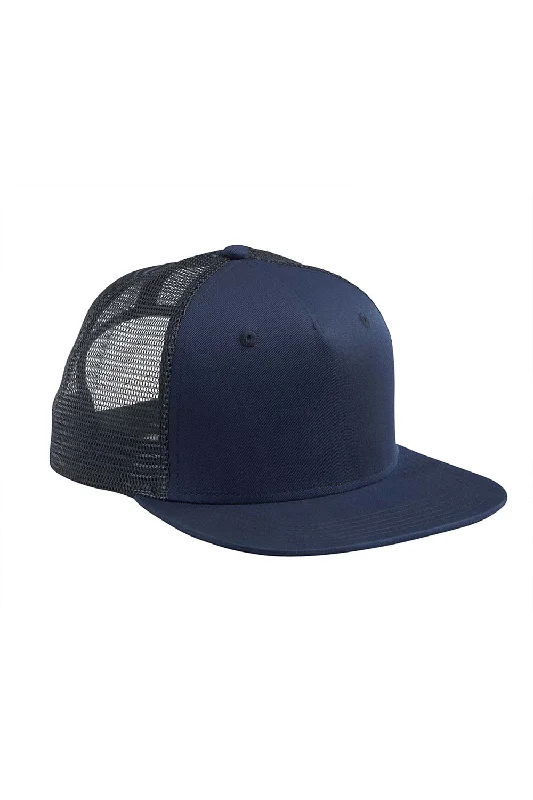 mens hats for backyard events-Big Accessories Mens Surfer Adjustable Trucker Hat - Navy Blue