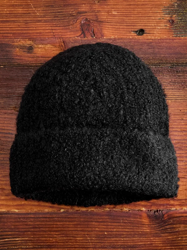 Beanies with stripes-Alpaca Watch Cap in Black Boucle