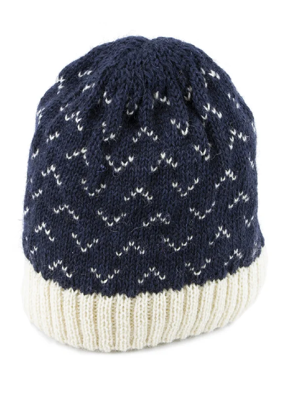 Wool Hats for snowy mesas-British Wool Navy Saxon Beanie Hat