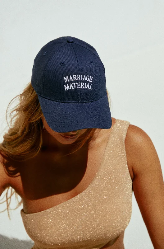 Beanies for rainy vibes-Marriage Material Exclusive Hat - Navy