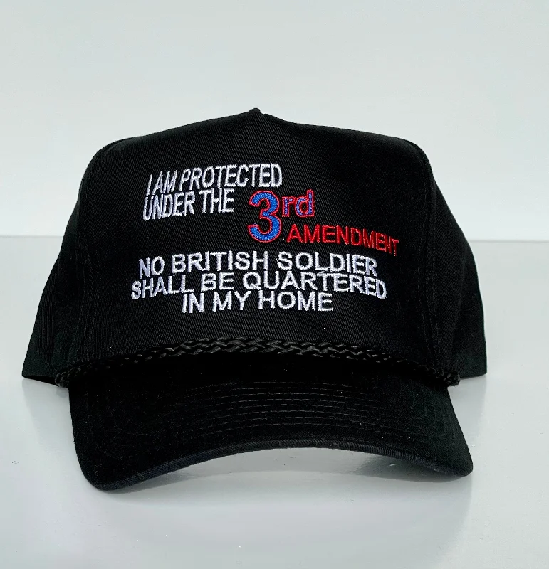 mens hats in lapis-I Am Protected Under The 3rd Amendment custom embroidery Rope SnapBack Cap Hat