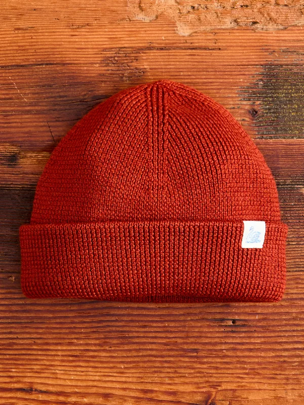 Wool Hats in rust brown-Merino Wool Ribbed Beanie in Clay