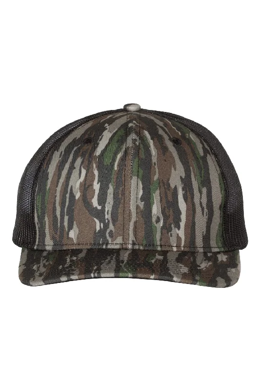 mens hats with textured fabric-Richardson Mens Printed Snapback Trucker Hat - Realtree Original/Black