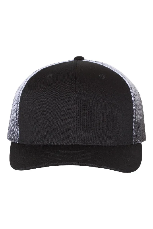 mens hats made in usa-Richardson Mens Printed Mesh Snapback Trucker Hat - Black/Black to White Fade