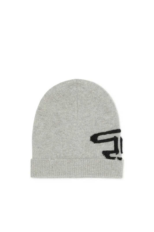 Wool Hats for festive ridges-Women's Diesel K-Peel Wool beanie with peel-off logo Grey