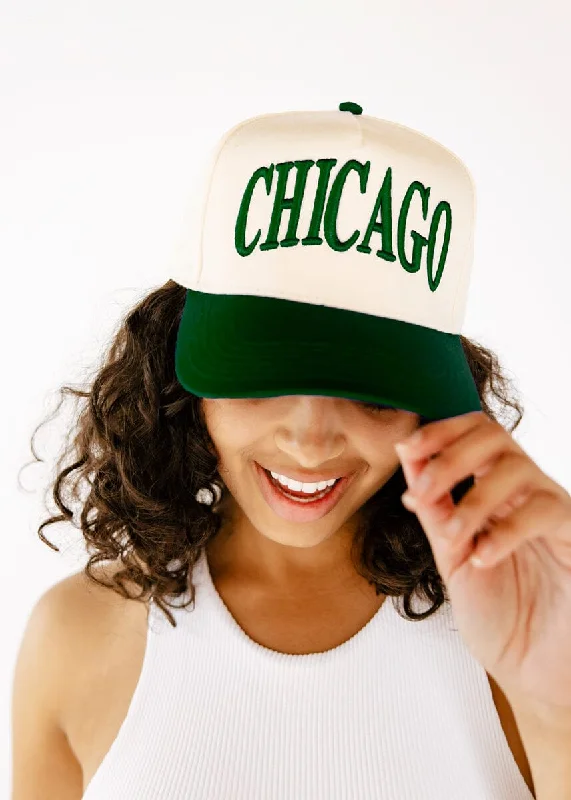 Baseball caps grunge look-Chicago Puff Baseball Cap - Green