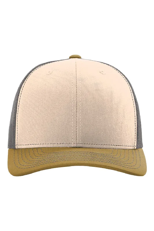 mens hats with cool patterns-Richardson Mens Snapback Trucker Hat - Mink Beige/Charcoal Grey/Amber Gold