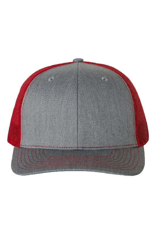 mens hats for car shows-Richardson Mens Snapback Trucker Hat - Heather Grey/Red