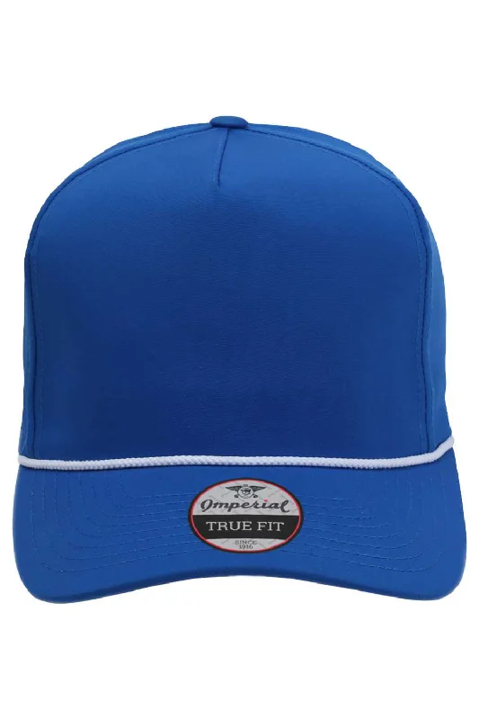 mens hats for dolphin watching-Imperial Mens The Wrightson Moisture Wicking Snapback Hat - Royal Blue/White