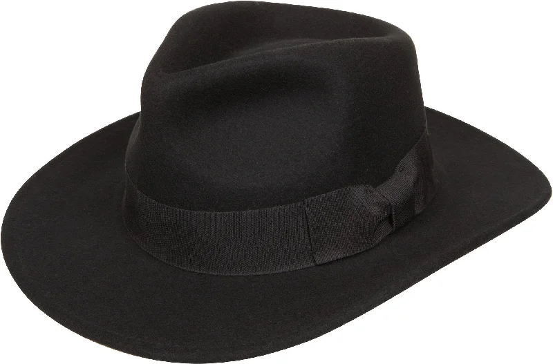 Wool Hats for city ridges-Sakkas Flynn Grosgrain Bow Wide Brim Wool Fedora