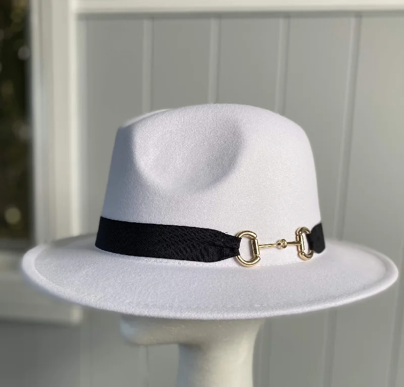 Boho headbands for summer-White Panama Hat - Snaffle Bit Band