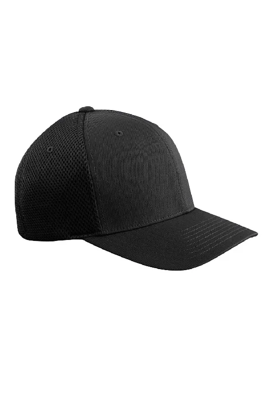 mens hats with simple patterns-Flexfit Mens Stretch Fit Hat - Black