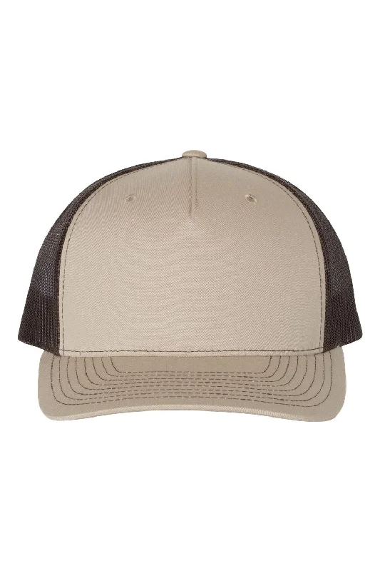 mens hats for bald heads-Richardson Mens 5 Panel Snapback Trucker Hat - Khaki/Coffee Brown