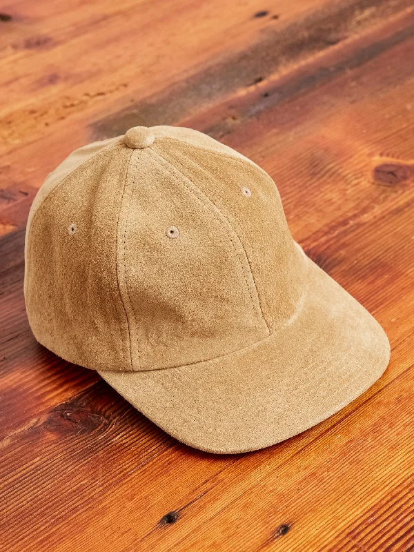 Beanies with bright vibes-6-Panel Suede Cap in Camel