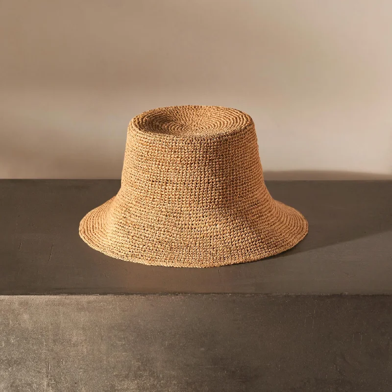 Bucket hats with velcro strap-Crochet Bucket Hat - Jute