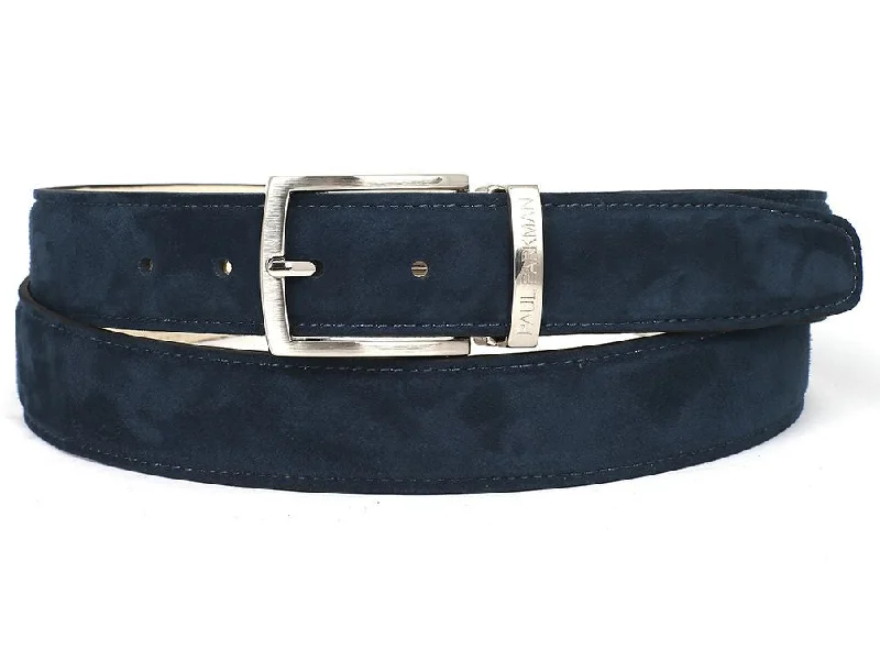 mens hats in peridot stone-Pau Parkman Men's Suede Belt in Navy