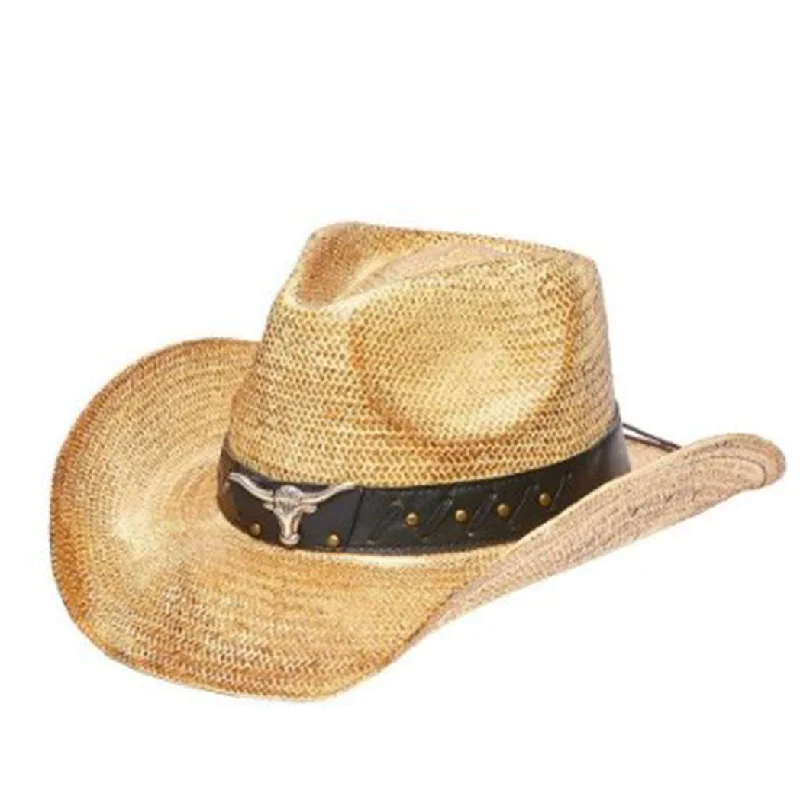 Beanies for urban fashion-Toyo Straw Hat w/ Longhorn