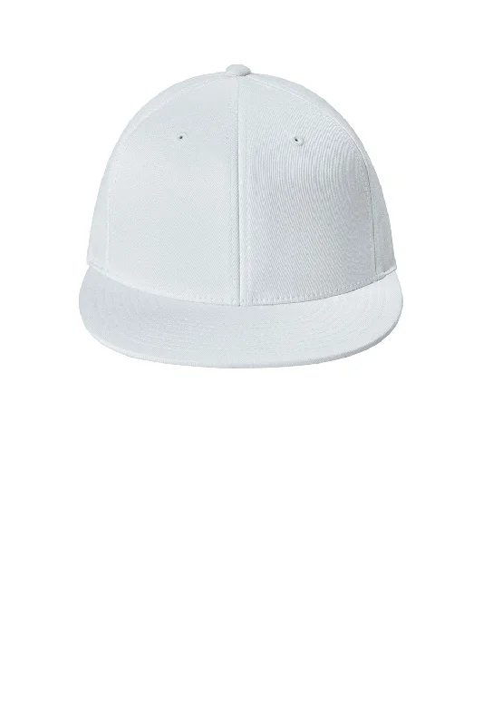 mens hats with long brim-Sport-Tek Mens Moisture Wicking Flexfit Flat Bill Hat - White - New