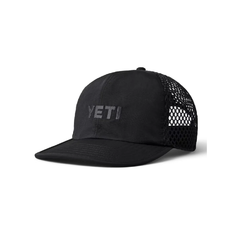 Beanies with neon colors-Yeti Logo Low Profile Performance Black Hat