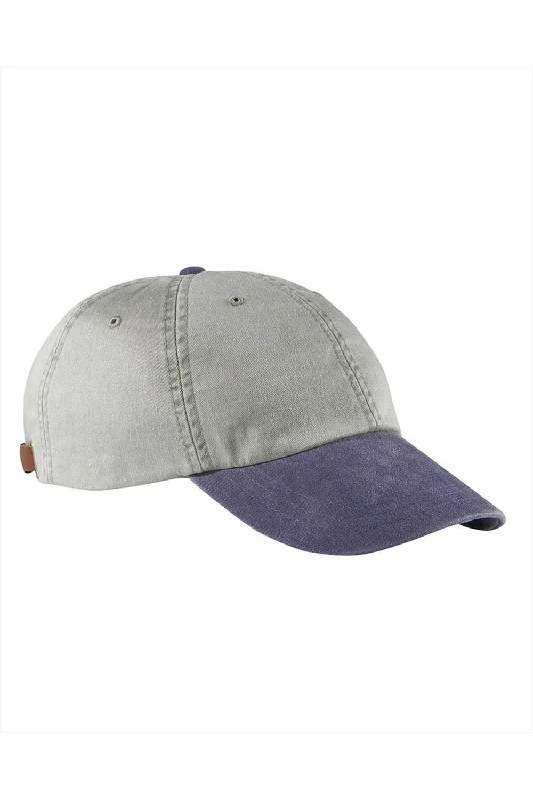 mens hats in pink-Adams Mens Adjustable Hat - Stone Grey/Navy Blue